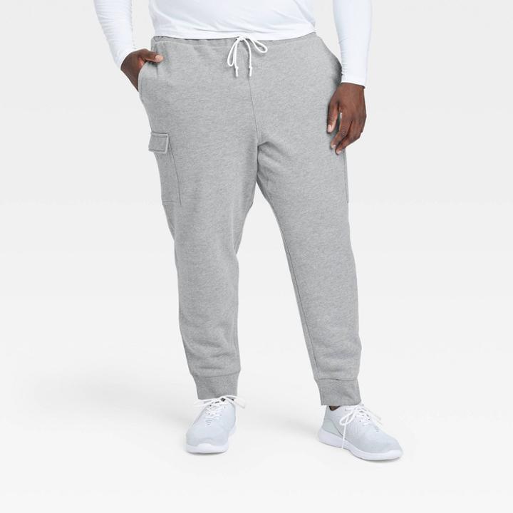 Men's Big Cotton Fleece Cargo Jogger Pants - All In Motion Dark Gray