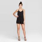 Women's Sleeveless V-neck Strappy Knit Romper - Xhilaration Black