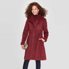 Women's Stand Collar Top Coat - A New Day Burgundy M, Women's, Size: