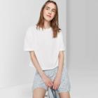 Women's Rolled Cuff Short Sleeve Cropped T-shirt - Wild Fable White