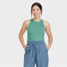 Women's Ribbed Tank Top - A New Day Teal Green