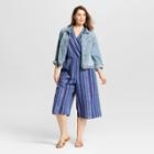 Women's Plus Size Striped Wrap Front Jumpsuit - Universal Thread Blue