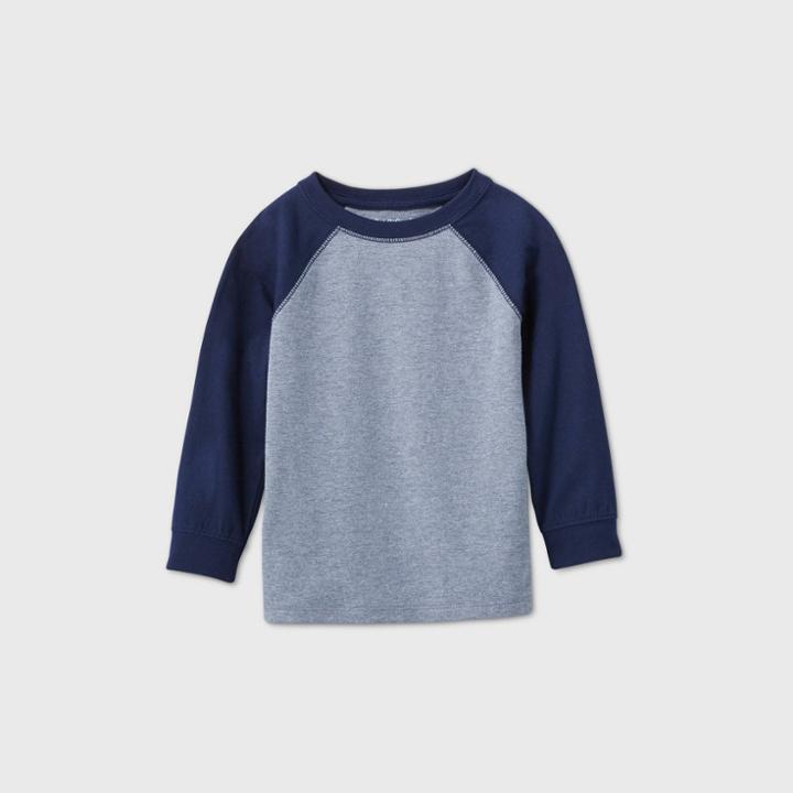 Toddler Boys' Long Sleeve Crew Neck T-shirt - Cat & Jack Navy