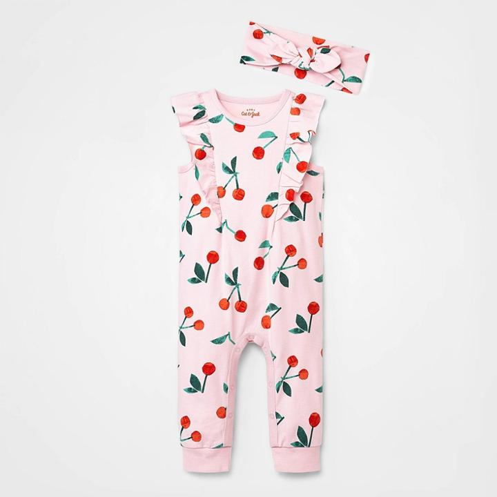 Baby Girls' Cherry Romper With Headband - Cat & Jack Light Pink