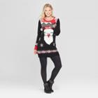 Women's Christmas Santa Claus Tunic Ugly Sweater - 33 Degrees (juniors') Black