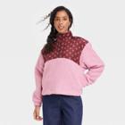 Women's Colorblock Quarter Zip Sherpa Sweatshirt - Universal Thread Pink