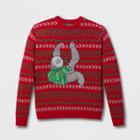 33 Degrees Men's Ugly Holiday Hanging Sloth Long Sleeve Pullover Sweater - Red