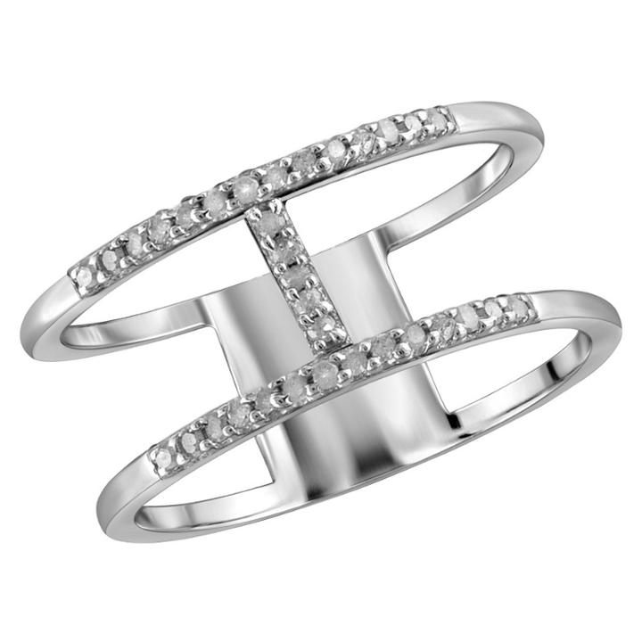 Distributed By Target 1/10 Ct. T.w. Round-cut White Diamond Prong Set H Ring In Sterling Silver - White