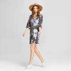 Women's Floral Stripe Shirt Dress - Lux Ii - Black