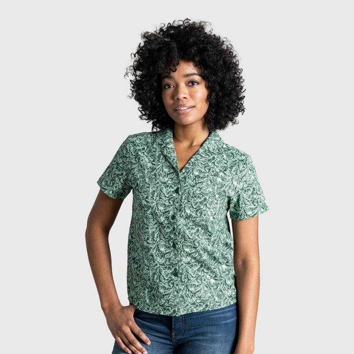 Women's United By Blue Natural Camp Shirt - Hunter Green