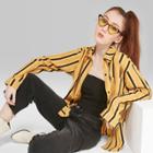 Women's Striped Long Sleeve Tie Front Button-down Shirt - Wild Fable Mustard (yellow)
