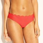 Women's Sun Coast Cheeky Scallop Pique Texture Bikini Bottom - Shade & Shore Coral