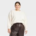 Women's Plus Size Sherpa Pullover Sweatshirt - A New Day Cream