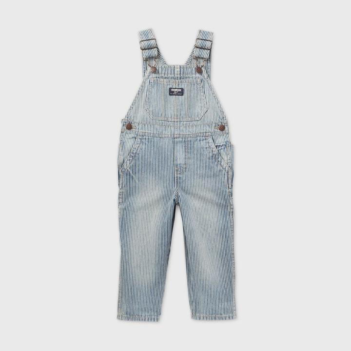 Oshkosh B'gosh Toddler Boys' Railroad Striped Denim Overall - Blue