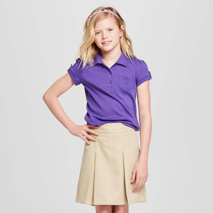 Girls' Short Sleeve Interlock Uniform Polo Shirt - Cat & Jack Purple