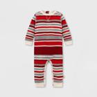 Burt's Bees Baby Baby Boys' Organic Cotton Thermal Striped Jumpsuit - Red