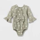 Grayson Collective Baby Girls' Woven Bow Bubble Romper - Sage Green