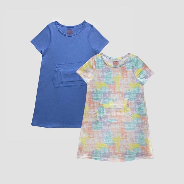 Girls' 2pk Adaptive Abdominal Access Dresses - Cat & Jack Blue