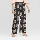 Women's Floral Print Wide Leg Pants - Who What Wear Black