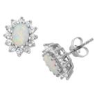 Tiara Sterling Silver Oval-cut Opal Flower Stud Earrings, Girl's