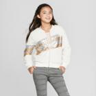 Girls' Faux Fur Metallic Jacket - Cat & Jack Cream