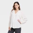 Long Sleeve Woven Button-down Maternity Shirt - Isabel Maternity By Ingrid & Isabel Cream