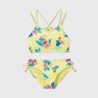 Girls' Floral Ribbed Bikini Swimsuit Set - Art Class Yellow