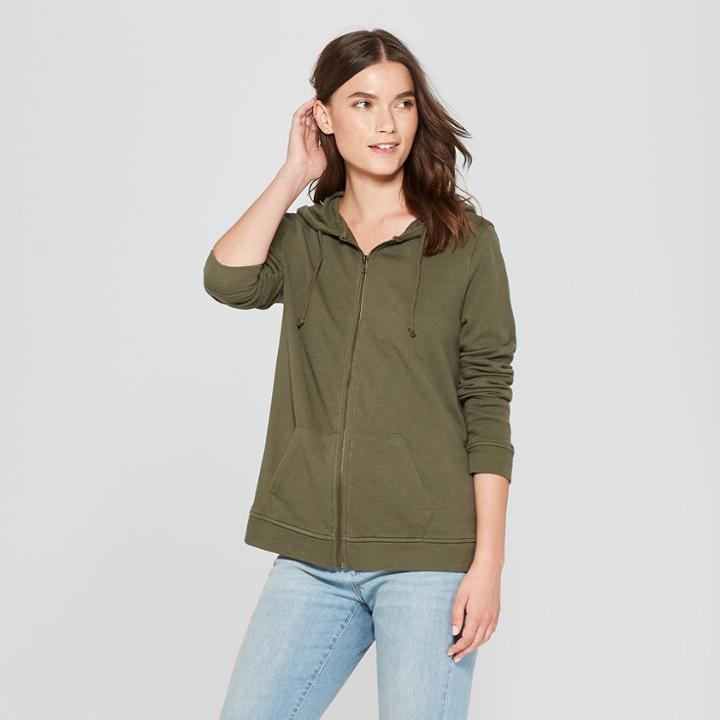 Women's Zip-up Hoodie - Universal Thread Olive (green)