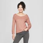 Women's Long Sleeve Lace-up Back Sweater - Love @ First Sight (juniors') Ash Rose