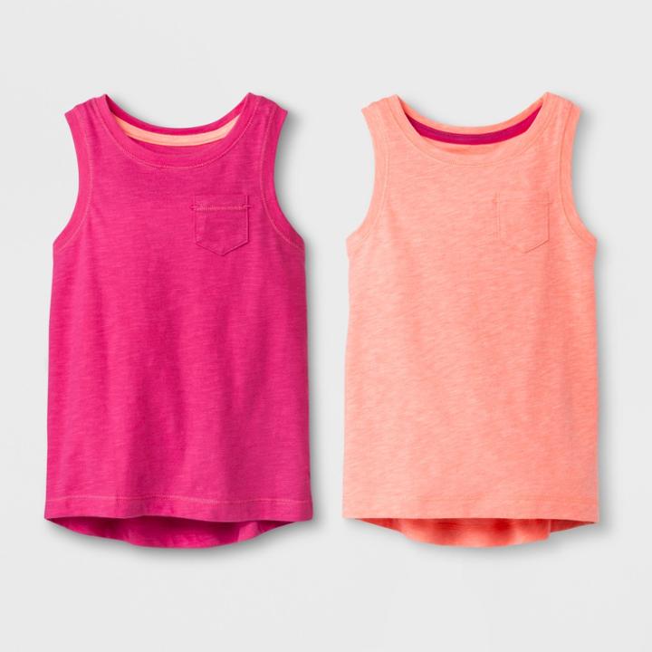 Toddler Girls' 2pk Tank Tops - Cat & Jack Magenta Pink And Coral