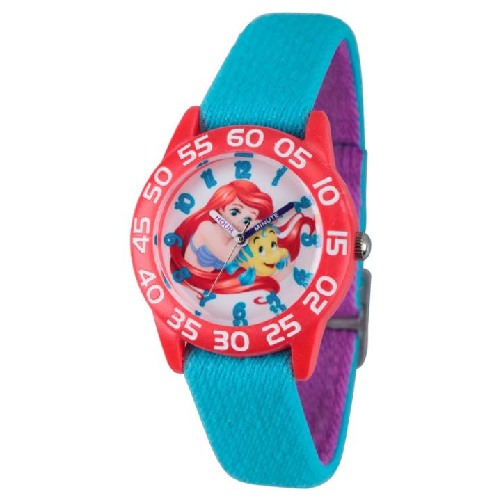 Girls' Disney Princess Ariel Red Plastic Time Teacher Watch - Blue, Girl's