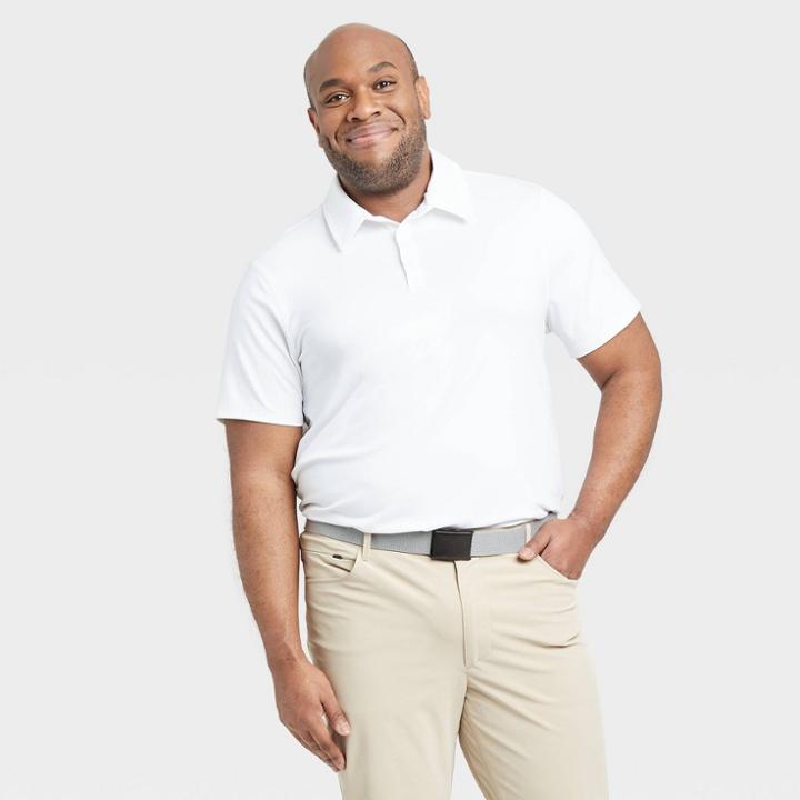 Men's Jersey Golf Polo Shirt - All In Motion True White S, Men's,