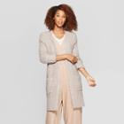 Women's Long Sleeve Textured Cardigan - Universal Thread Taupe Xl, Women's, Brown