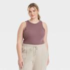 Women's Plus Size Slim Fit Rib Tank Top - A New Day Dark Purple