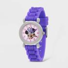 Girls' Disney Minnie Mouse Plastic Time Teacher Silicon Strap Watch - Purple