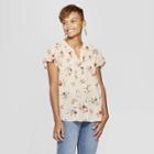 Women's Floral Print Short Sleeve Collared Top - Knox Rose Pink
