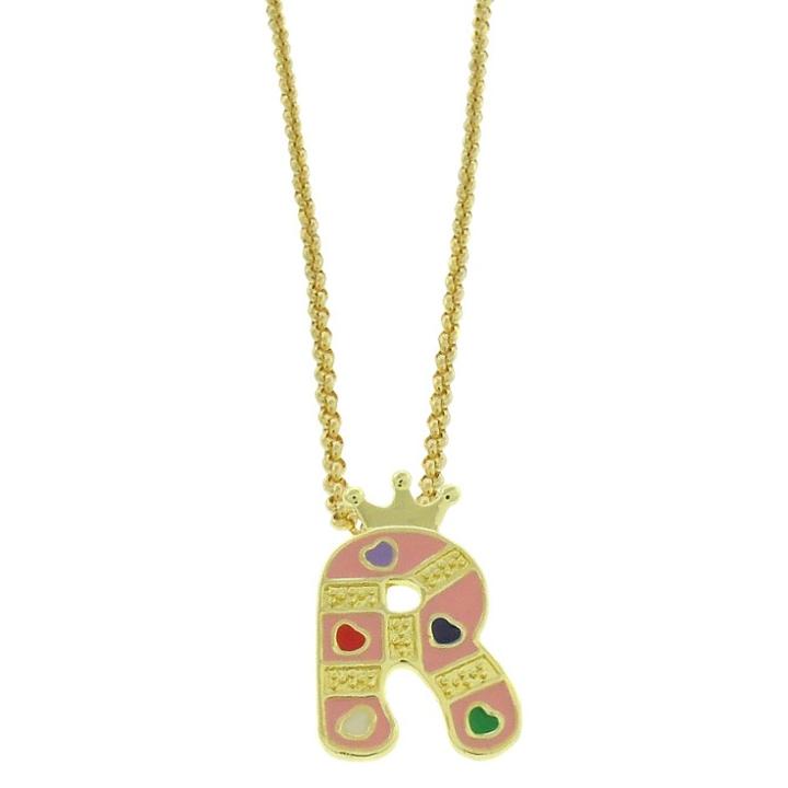 Target Ellen 18k Gold Overlay Enamel Initial Pendant 'r' - Pink, Girl's, R