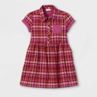 Girls' Plaid Short Sleeve Woven Dress - Cat & Jack Burgundy/pink