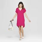 Women's Short Sleeve V-neck Crepe Dress - A New Day Pink