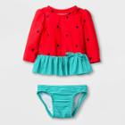 Baby Girls' Long Sleeve Watermelon Rash Guard Set - Cat & Jack Red 3-6m, Infant Girl's
