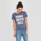 Women's Short Sleeve Minne Sorta Nice T-shirt - (juniors') Awake - Navy