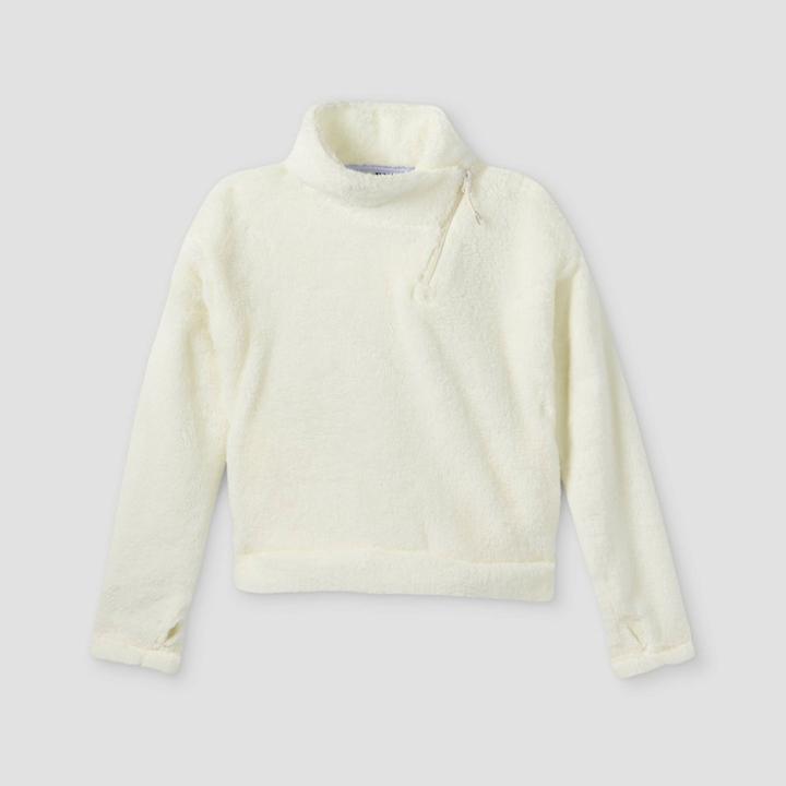 Girls' High Pile Sherpa Fleece 1/4 Zip Pullover Sweatshirt - All In Motion White