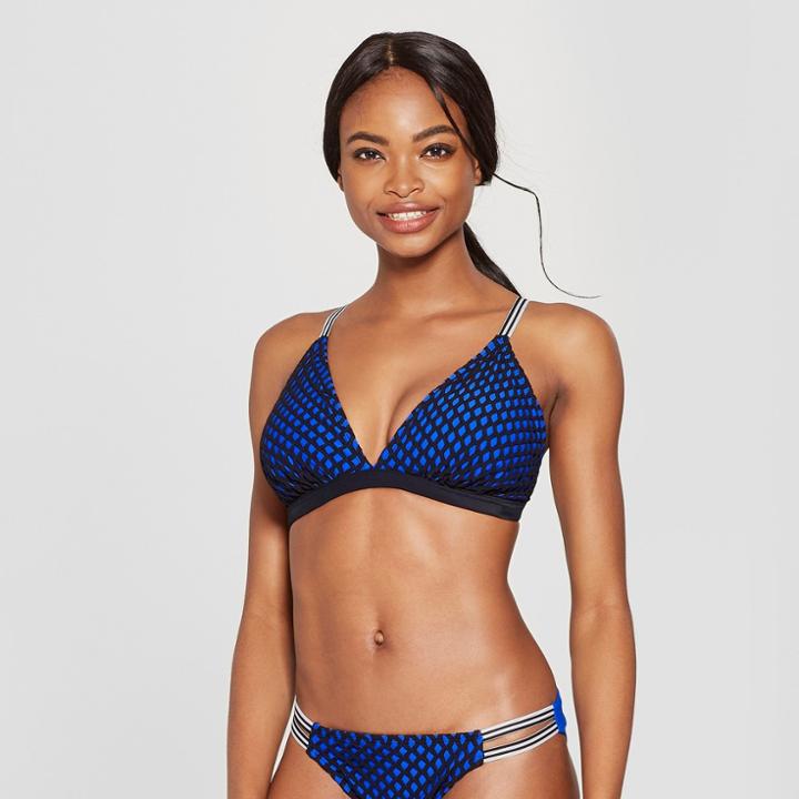 Women's Sport Elastic Mesh Triangle Bikini Top - Xhilaration Bright Blue D/dd Cup