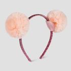Toddler Girls' Faux Fur Pom Ear Glitter Headband Cat & Jack - Pink