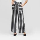 Women's Striped Tie Front Palazzo Pants With Pockets - Xhilaration Black/white