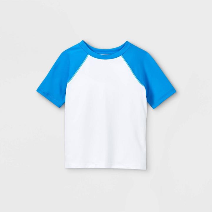 Toddler Boys' Short Sleeve Rash Guard Swim Shirt - Cat & Jack White