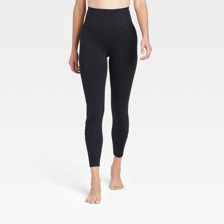 Women's Contour Shirred Brushed Back High-waisted 7/8 Leggings 25 - All In Motion Black