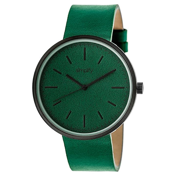 Simplify The 3000 Men's Sand - Blasted Dial Leather Strap Watch - Green, Vivid Teal