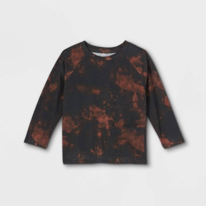 Toddler Boys' Printed Pocket Long Sleeve T-shirt - Art Class Black/rust