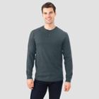 Fol Select Fruit Of The Loom Men's Long Sleeve Henley T-shirt - Charcoal Heather